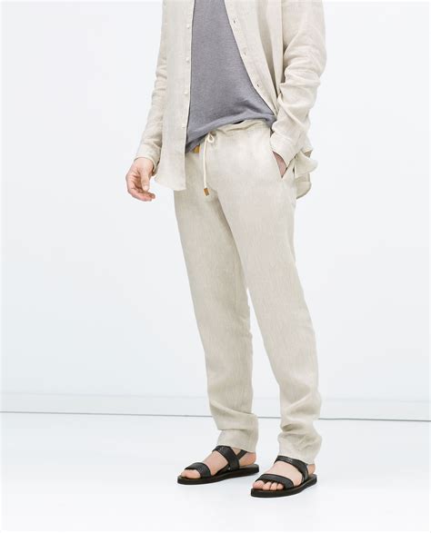 zara men's beige trousers.